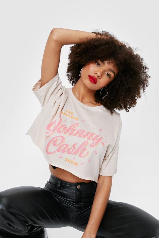NastyGal Johnny Cash Show Cropped Graphic T-Shirt 2