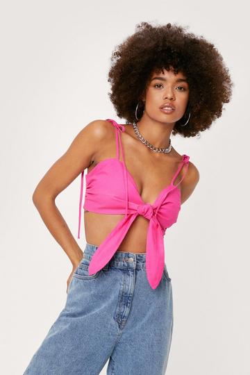 Bow Tie Detail Strappy Bralette Top pink