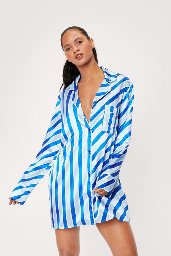 NastyGal Satin Stripe Print Pajama Night Dress 1