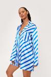 NastyGal Satin Stripe Print Pajama Night Dress thumbnail 3