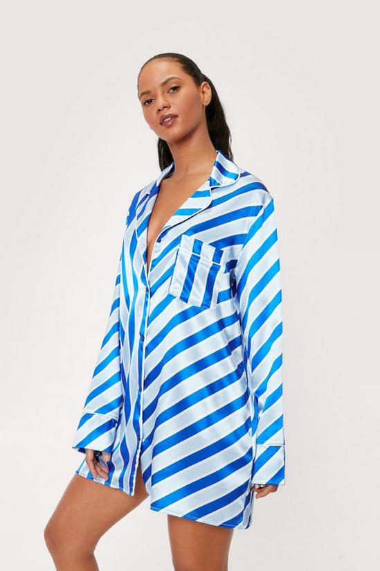 NastyGal Satin Stripe Print Pajama Night Dress 3