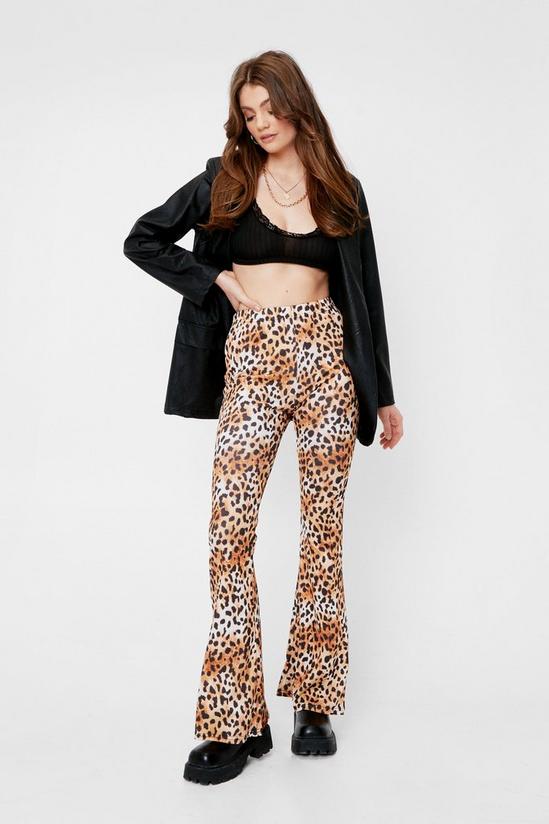 NastyGal High Waisted Leopard Flare Pants 2