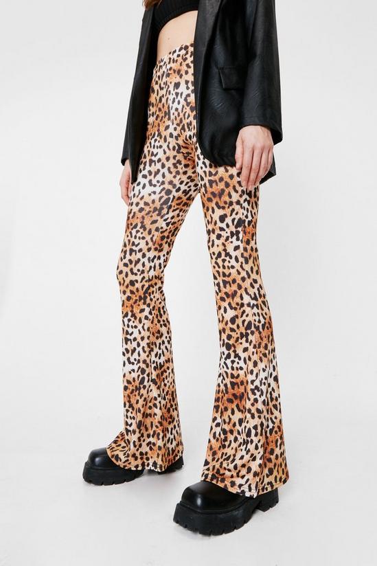 NastyGal High Waisted Leopard Flare Pants 3
