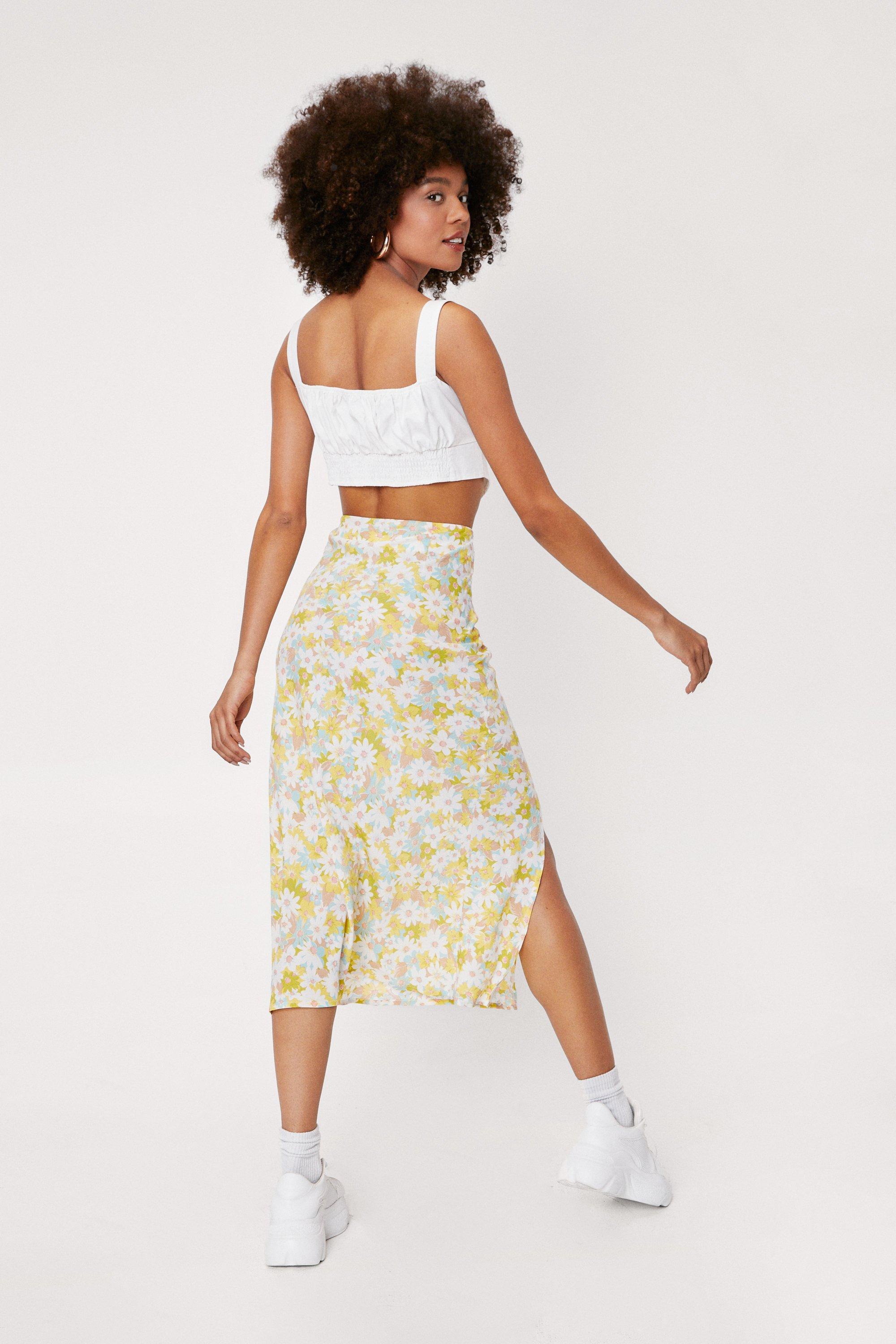 Boohoo floral midi skirt best sale