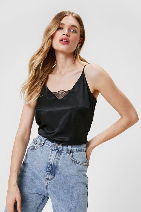 NastyGal Lace Panel Relaxed Satin Cami Top 1