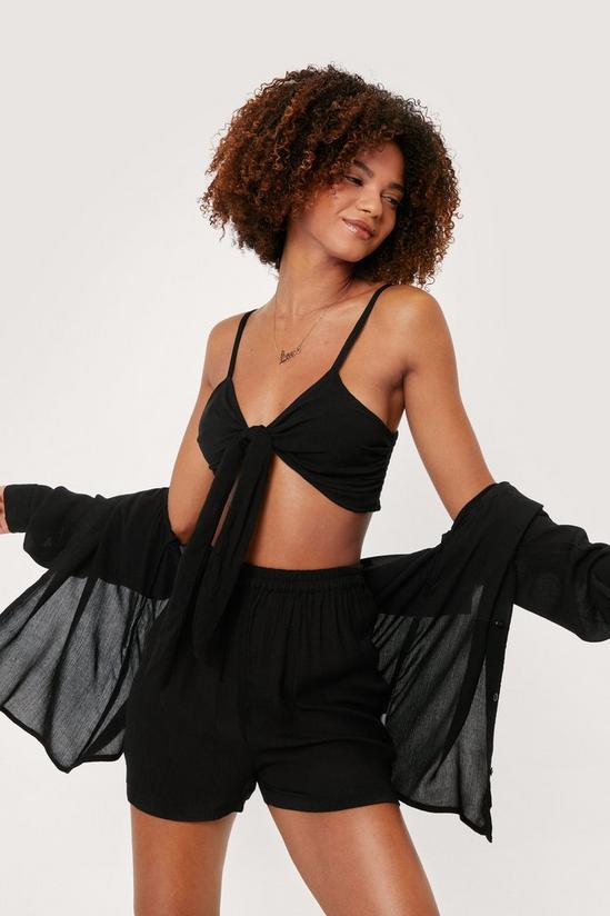 NastyGal Bralette Shirt and Shorts 3pc Beach Cover Up Set 3