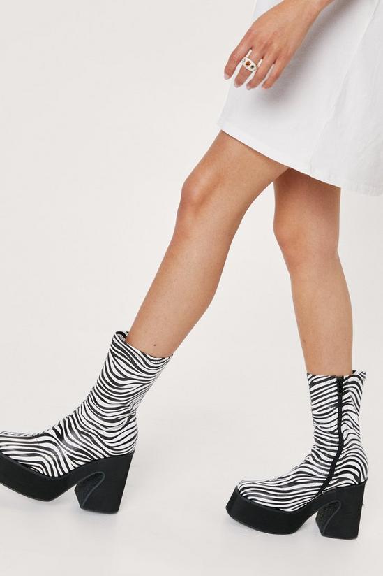 NastyGal Zebra Print Platform Sock Boots 2