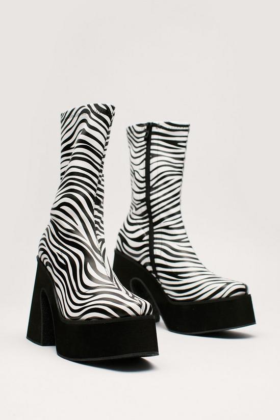 NastyGal Zebra Print Platform Sock Boots 3