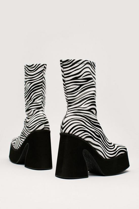 NastyGal Zebra Print Platform Sock Boots 4