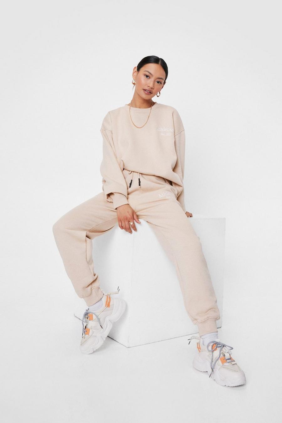 Sand beige Petite Athletisme Embroidered Joggers
