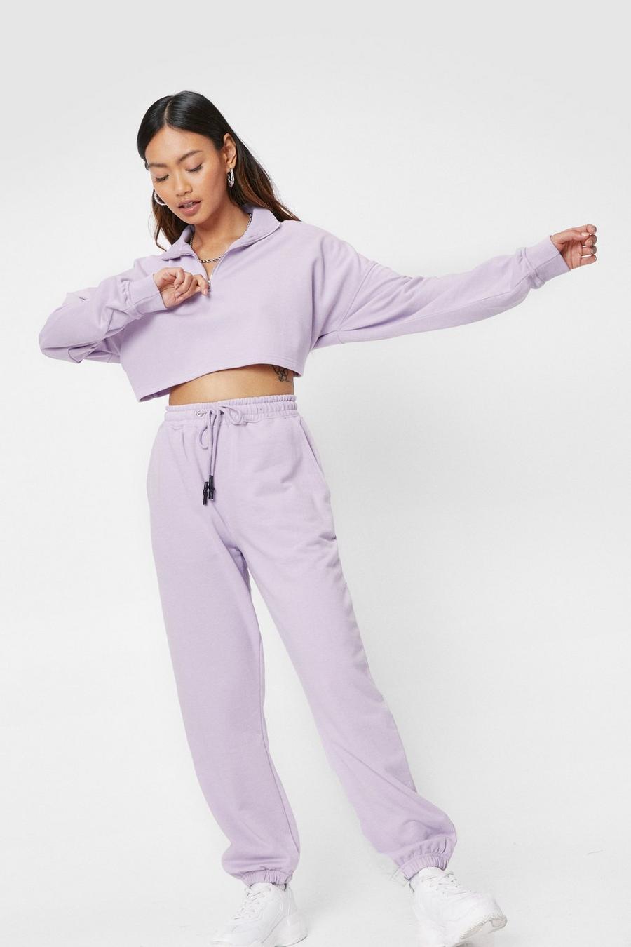 Lilac purple Petite Zip Sweatshirt and Joggers Set