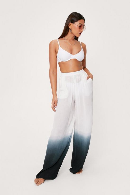 NastyGal Crinkle Ombre High Waisted Wide Leg Trousers 1