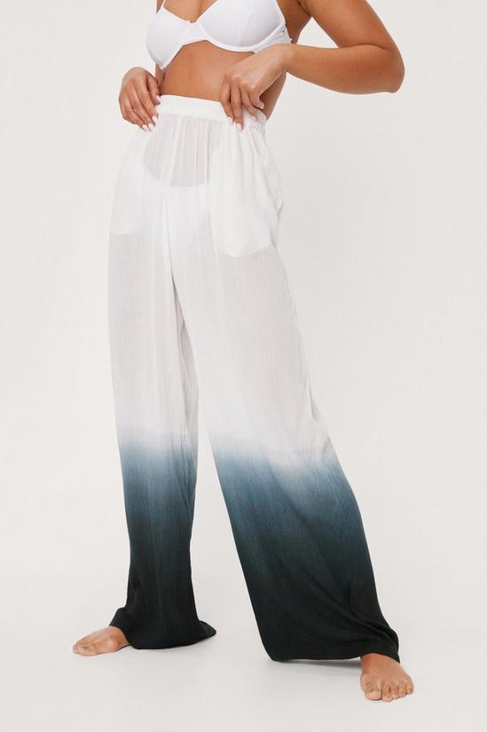 NastyGal Crinkle Ombre High Waisted Wide Leg Trousers 2