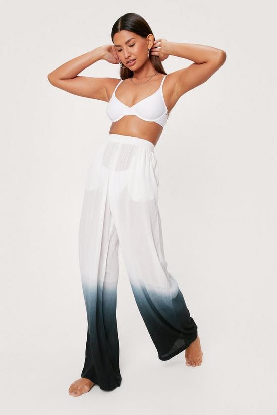 NastyGal Crinkle Ombre High Waisted Wide Leg Trousers 3