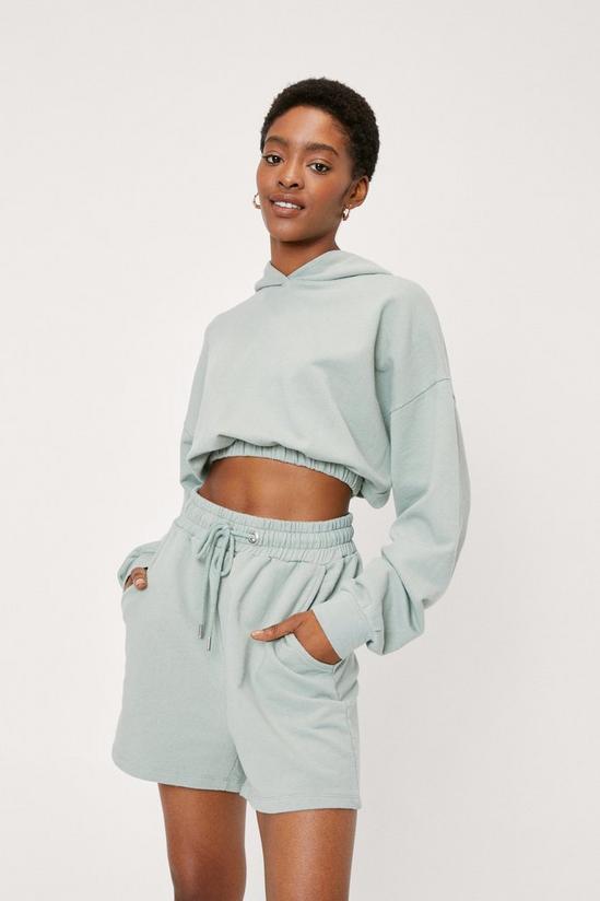 NastyGal Jersey Cropped Hoodie and Jogger Shorts Set 2