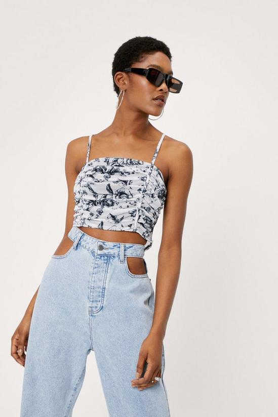NastyGal Floral Print Ruched Cropped Cami Top 1
