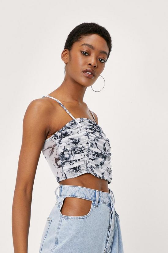 NastyGal Floral Print Ruched Cropped Cami Top 2