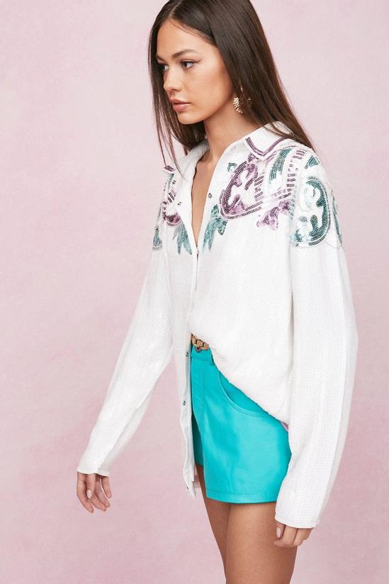 NastyGal Sequin Embellished Button Down Shirt 3