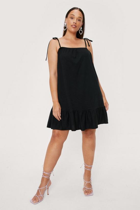 NastyGal Plus Size Textured Frill Hem Mini Smock Dress 1