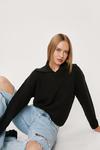 NastyGal Ribbed Knitted Oversized Collar Jumper thumbnail 2