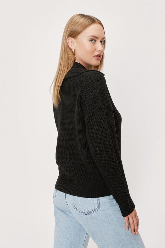 NastyGal Ribbed Knitted Oversized Collar Jumper 4
