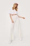 NastyGal Ribbed High Waisted Wide Leg Trousers thumbnail 1