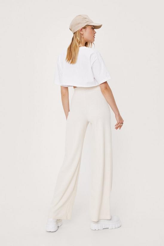 NastyGal Ribbed High Waisted Wide Leg Trousers 4