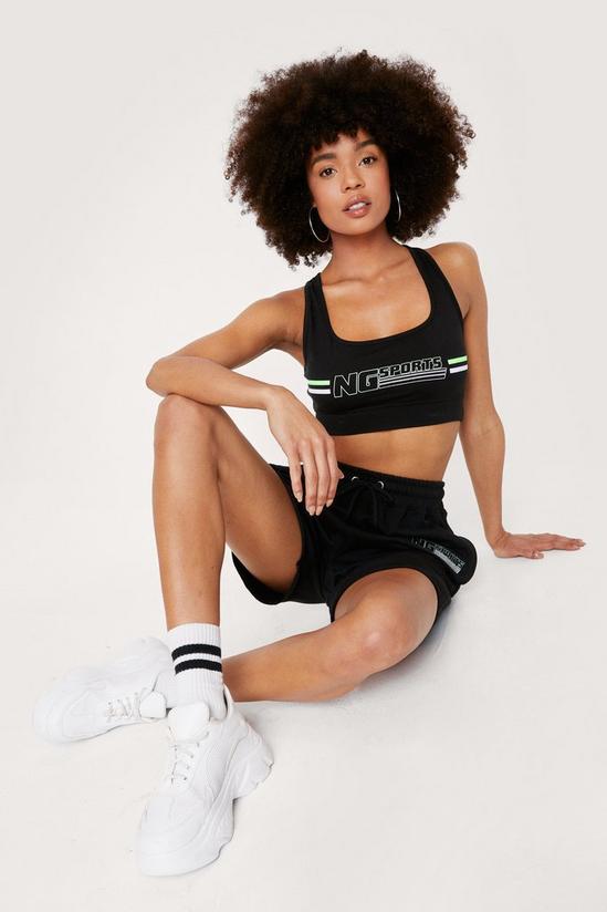 NastyGal NG Sports Square Neck Graphic Bralette 1