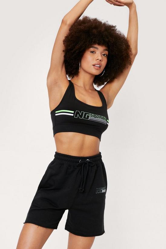 NastyGal NG Sports Square Neck Graphic Bralette 3