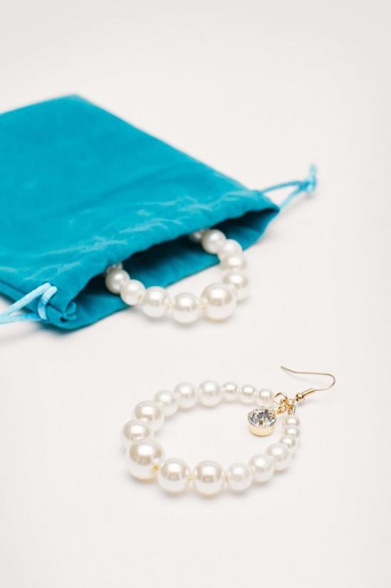 NastyGal Pearl Diamante Drop Earrings and Pouch 3