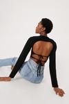 NastyGal Slinky Tie Back Long Sleeve Crop Top thumbnail 3