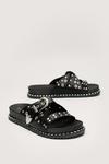 NastyGal Faux Leather Western Studded Footbed Sandals thumbnail 1