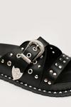 NastyGal Faux Leather Western Studded Footbed Sandals thumbnail 3