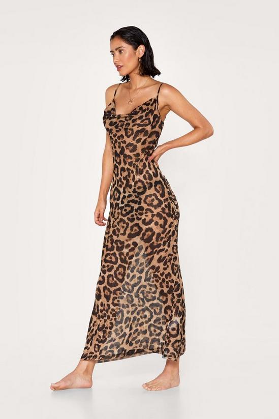 NastyGal Leopard Print Cowl Neck Beach Cover Up Dress 2