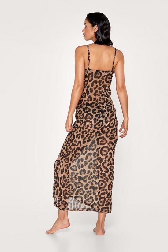 NastyGal Leopard Print Cowl Neck Beach Cover Up Dress 3
