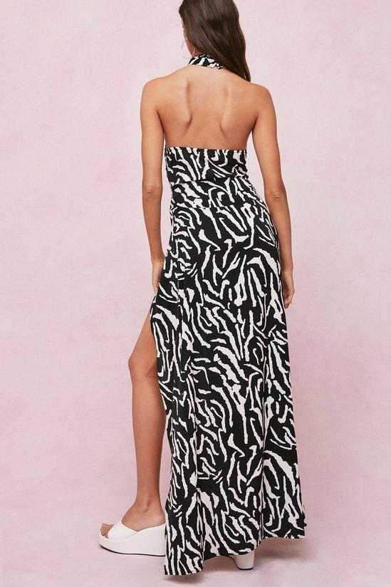 NastyGal Zebra Print Halter Neck Cut Out Maxi Dress 4