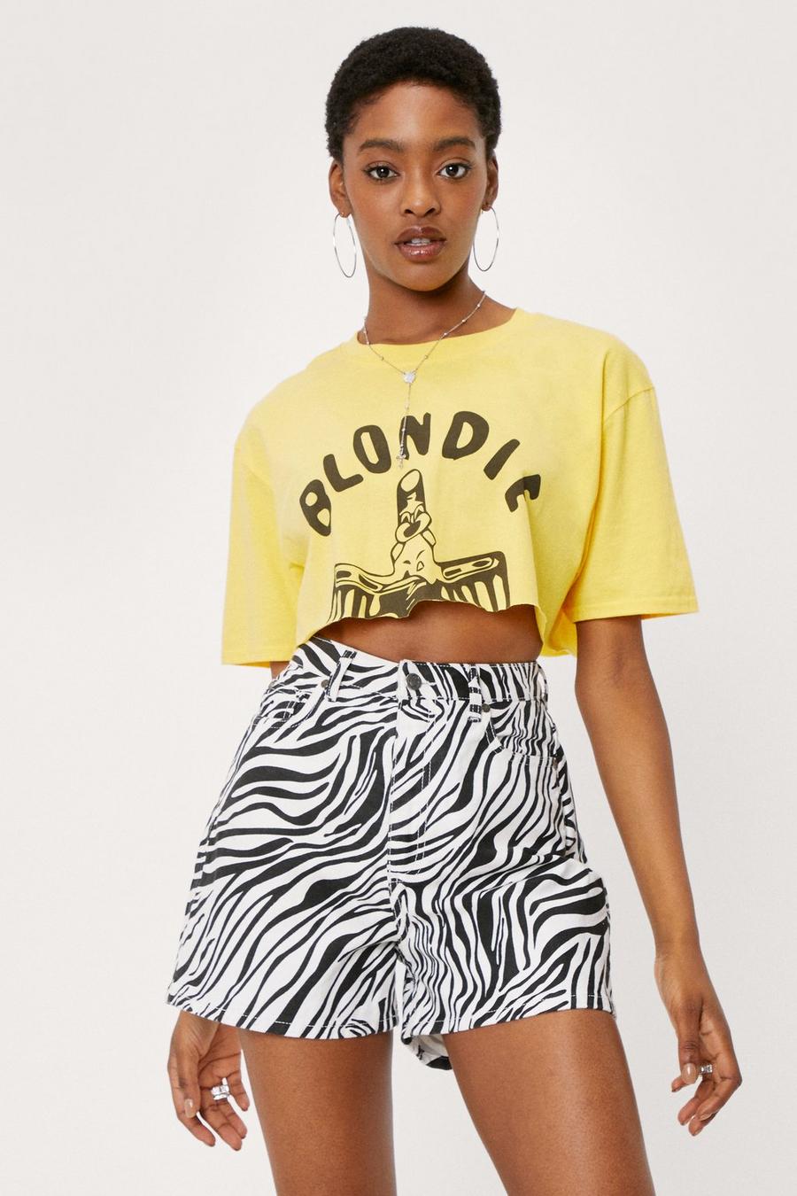 White High Waisted Zebra Print Fitted Shorts