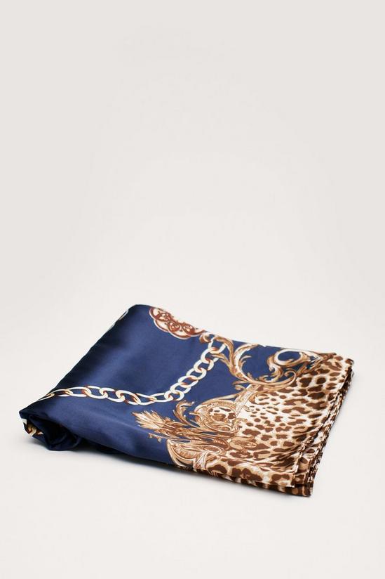 NastyGal Leopard and Chain Print Satin Headscarf 3