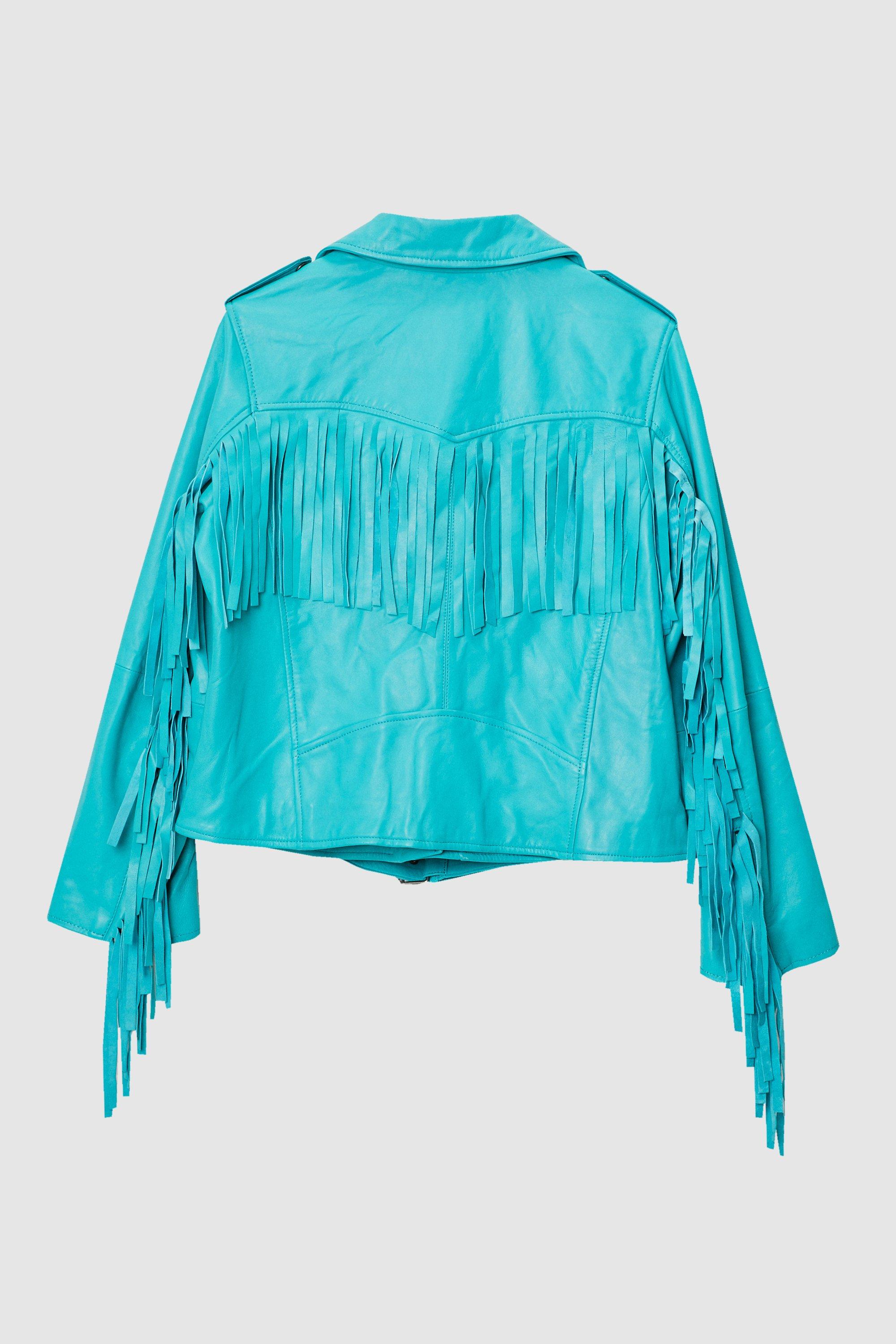 Turquoise on sale fringe jacket