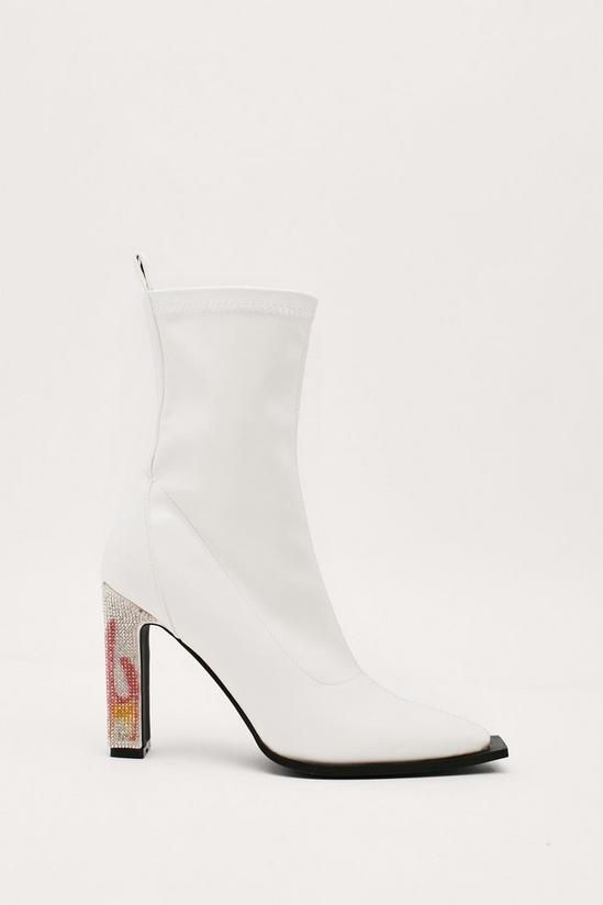 NastyGal Faux Leather Diamante Heel Sock Boots 3