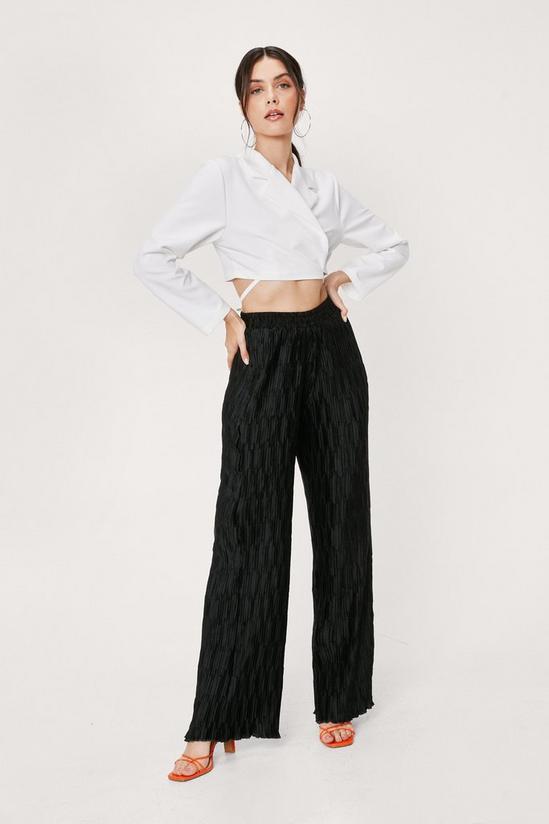 NastyGal High Waisted Plisse Wide Leg Trousers 1