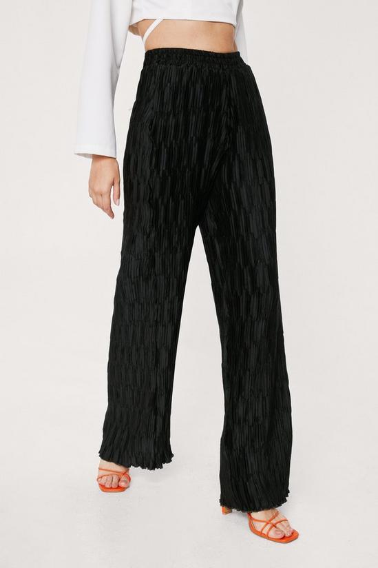 NastyGal High Waisted Plisse Wide Leg Trousers 2