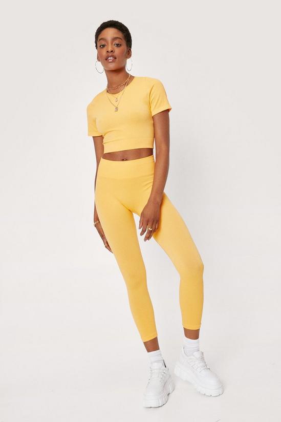 NastyGal Round Neck Crop Sculpted Seamless Top and Leggings Set 2