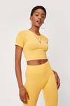NastyGal Round Neck Crop Sculpted Seamless Top and Leggings Set thumbnail 3