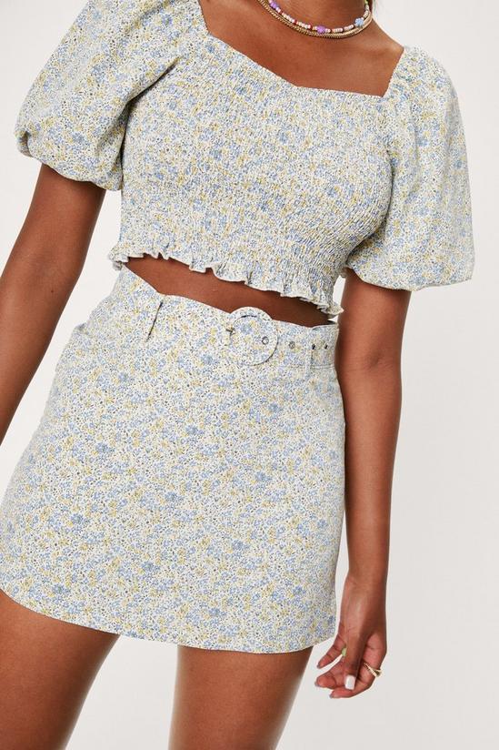 NastyGal Ditsy Floral Print Belted Mini Skirt 2