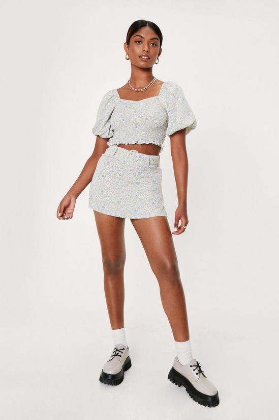 NastyGal Ditsy Floral Print Belted Mini Skirt 3