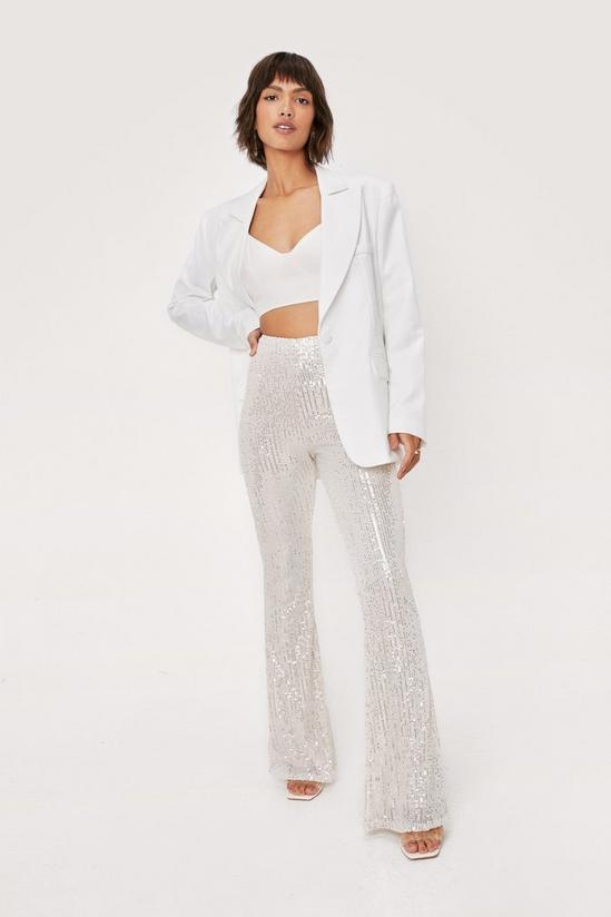 NastyGal High Waisted Sequin Flare Trousers 1