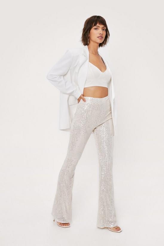 NastyGal High Waisted Sequin Flare Trousers 3