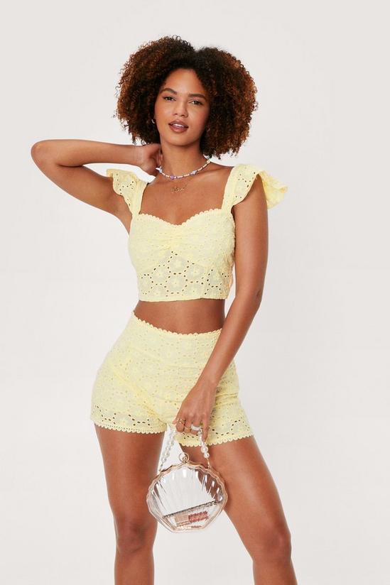 NastyGal Broderie Anglaise Ruffle Strappy Crop Top 1