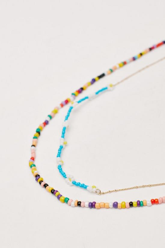 NastyGal Daisy Rainbow Beaded Layered Necklace 3